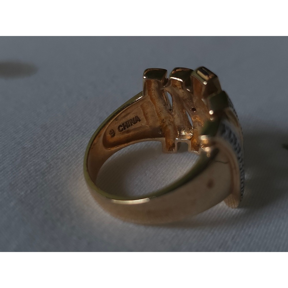 Vintage Gold Plated Sterling Silver 925 Wavy Statement Ring Size 9 Two Tone - Picture 7 of 8